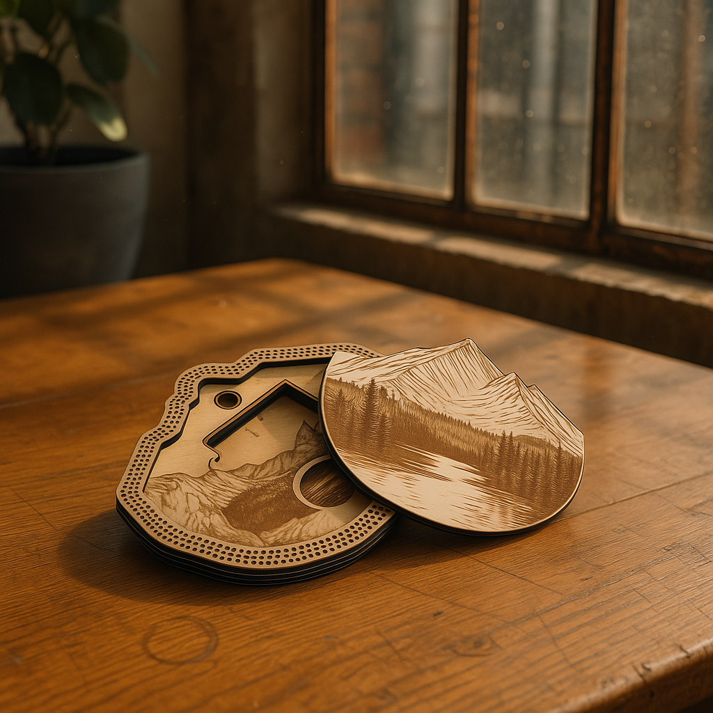 Mountain Scene Cribbage Board image 0