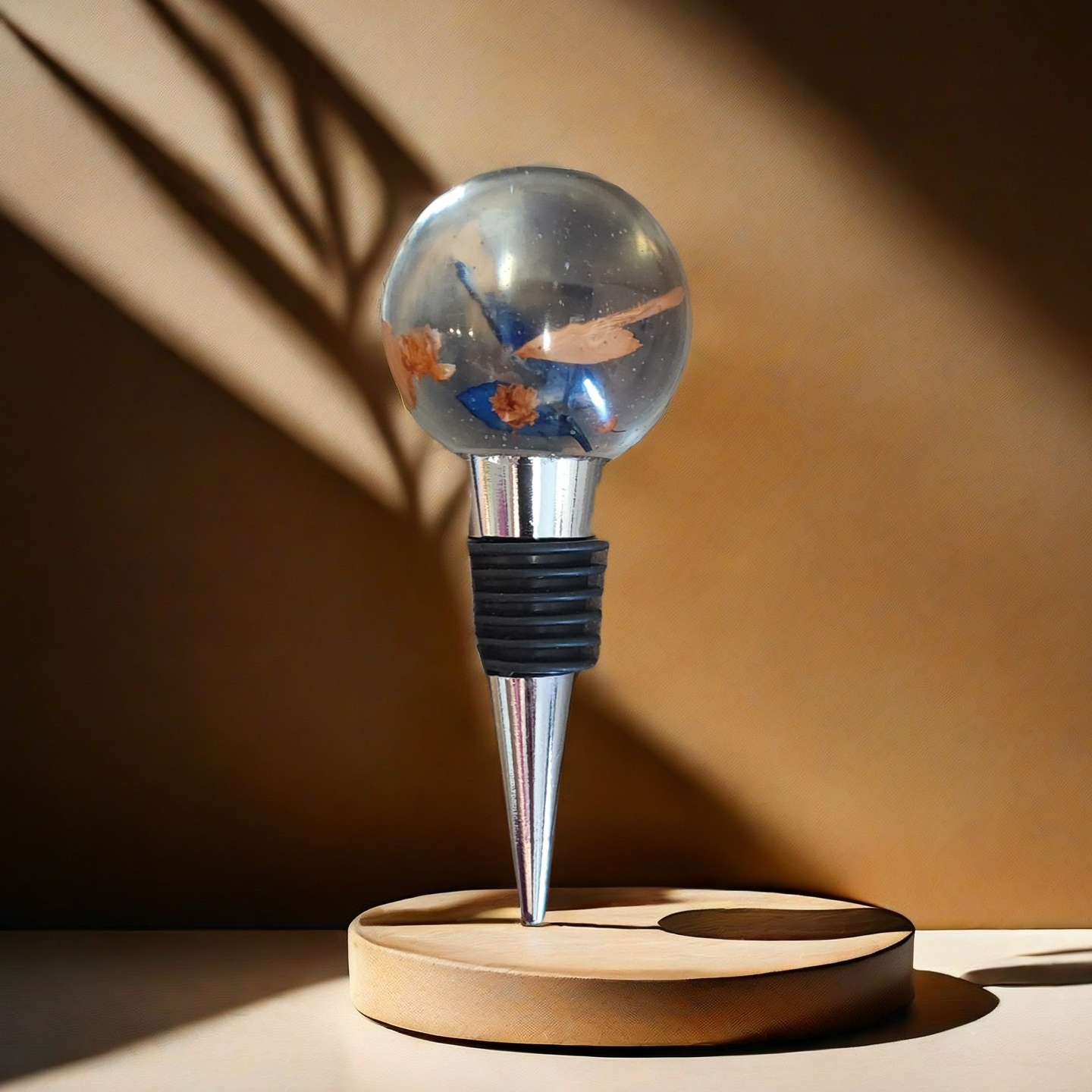 Resin Wine Stoppers - Round Flowers image