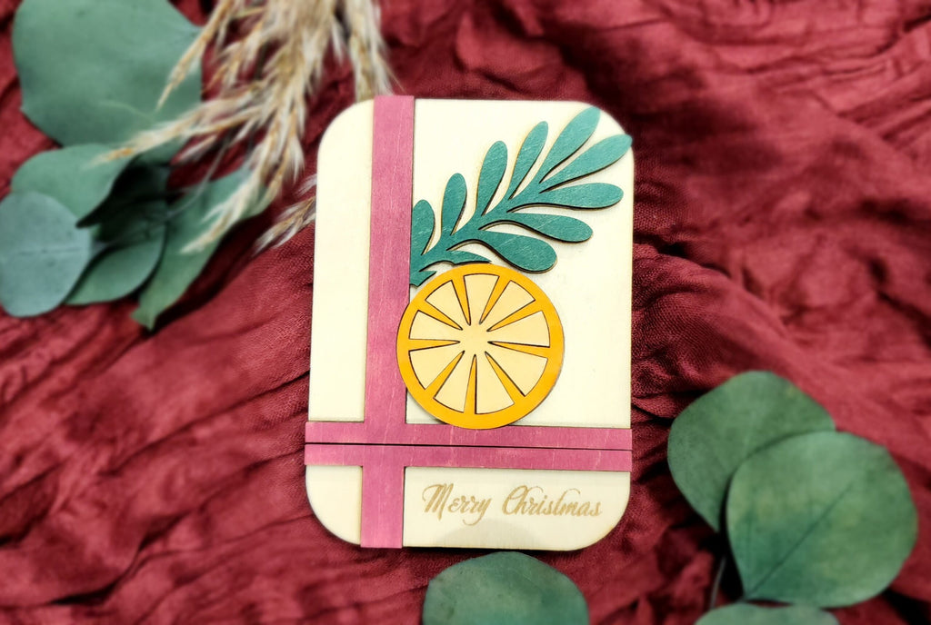 SALE | Christmas Themed Gift Card Holders - Orange and Leaves image