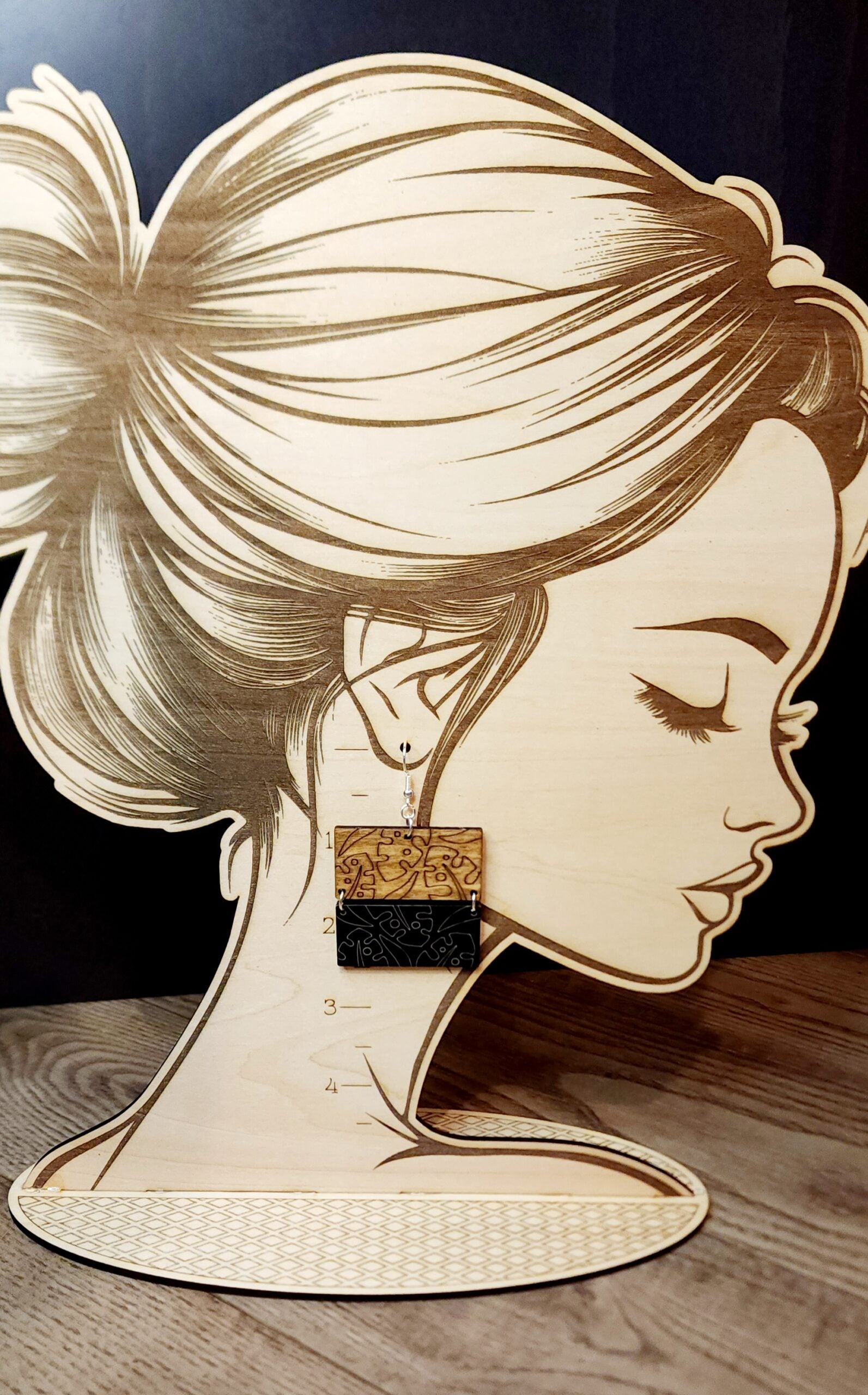 Wood & Acrylic Earrings - Square Leaves image