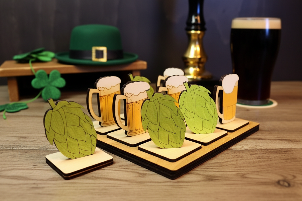St. Paddy's Beers & Hops Tic-Tac-Toe in festive setting